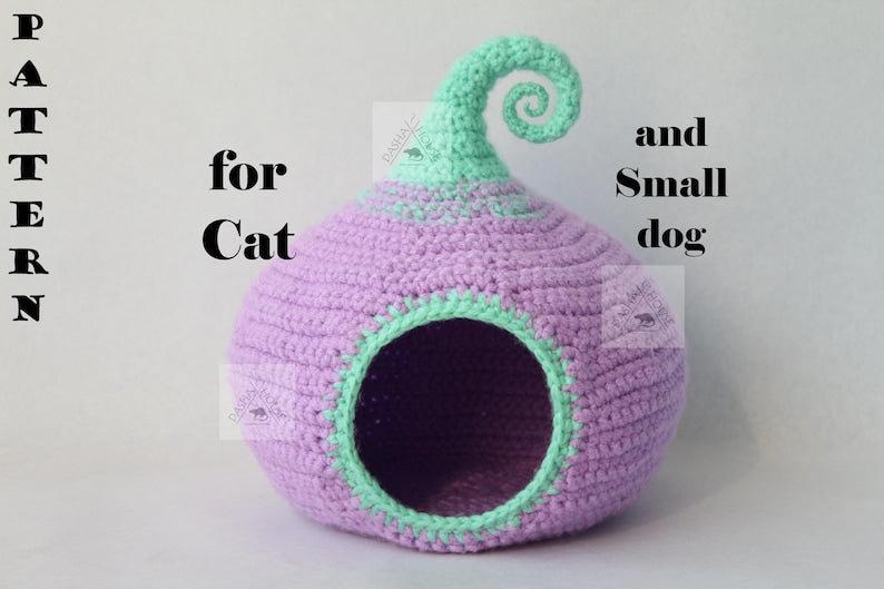 Cat bed crochet pattern/ Small dog cave bed/ Calabash-house DIY (Digital PDF)