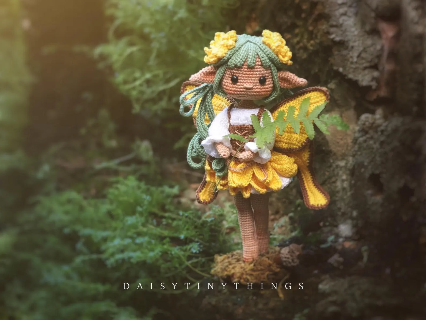 Amigurumi Doll Sunflower Fairy Crochet Pattern, crochet woodland doll pattern