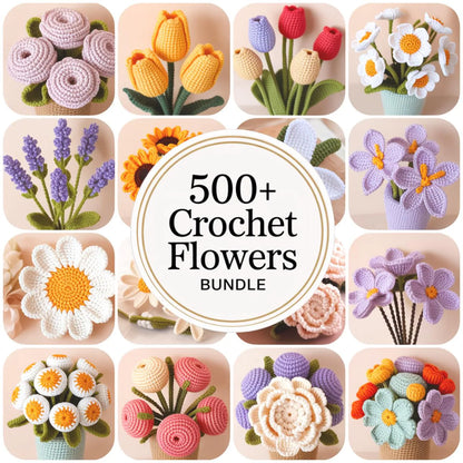 500+ Crochet Flower Patterns Bundle, Amigurumi Flower Crochet PDF