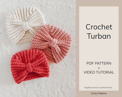🧶 Crochet Baby Turban Pattern PDF All Sizes Newborn to Adult