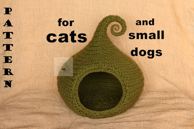 Cat bed crochet pattern/ Small dog cave bed/ Calabash-house DIY (Digital PDF)