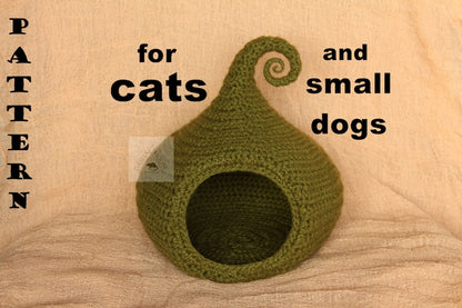 Cat bed crochet pattern/ Small dog cave bed/ Calabash-house DIY (Digital PDF)