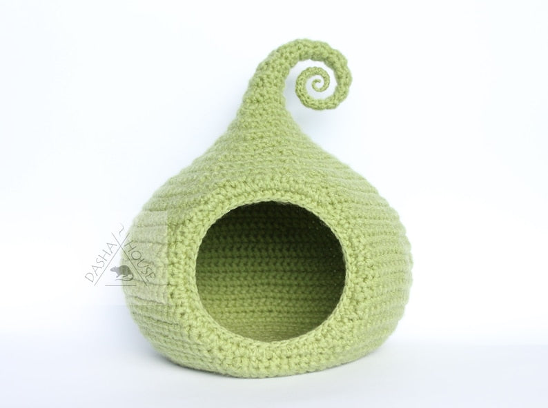 Cat bed crochet pattern/ Small dog cave bed/ Calabash-house DIY (Digital PDF)