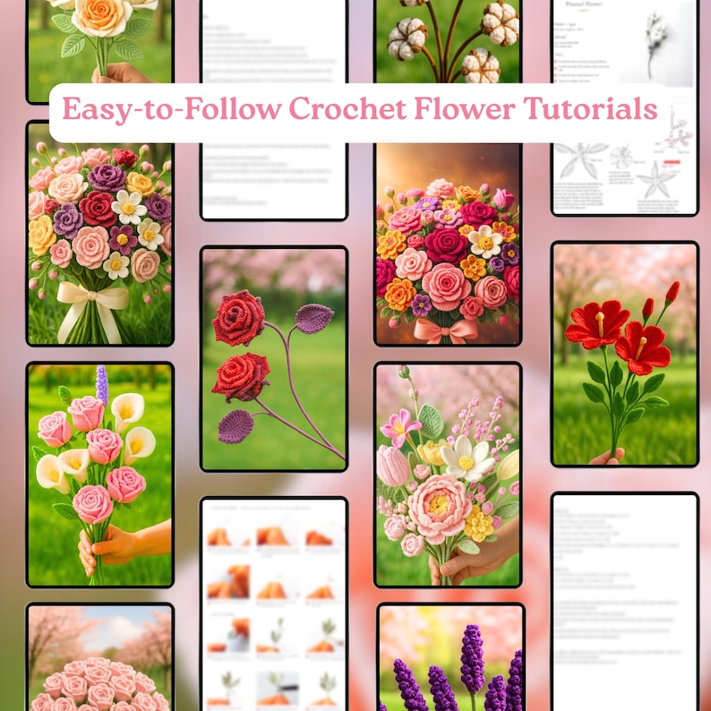 900+ Pages Flower Bouquet Crochet PATTERN Bundle Amigurumi Mother Day Floral Stem Pot Plant Spring Summer Wedding Rose Bridal