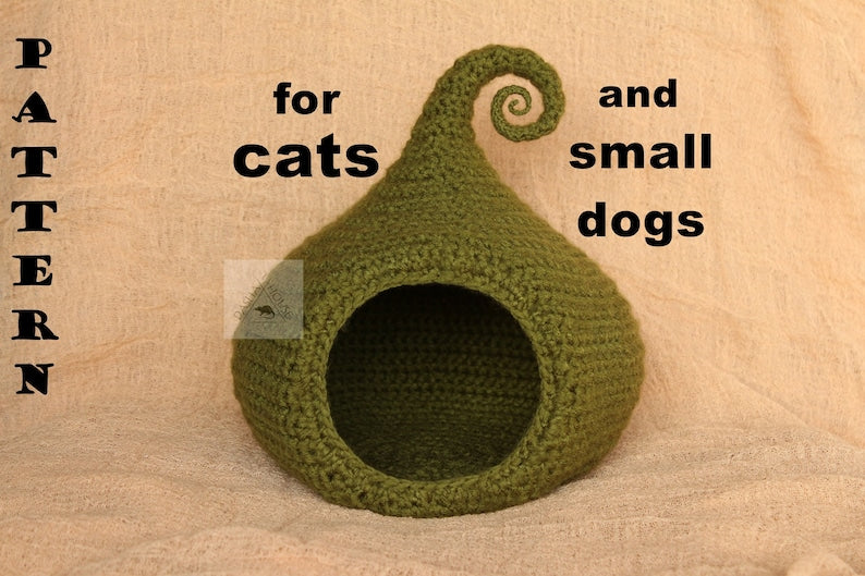 Cat bed crochet pattern/ Small dog cave bed/ Calabash-house DIY (Digital PDF)