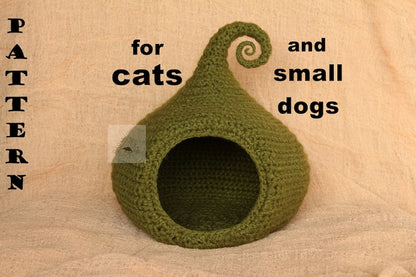 Cat bed crochet pattern/ Small dog cave bed/ Calabash-house DIY (Digital PDF)