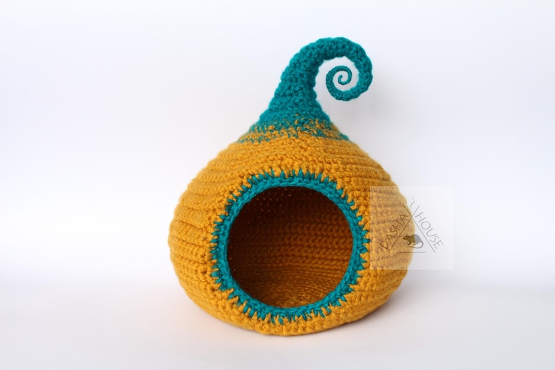 Cat bed crochet pattern/ Small dog cave bed/ Calabash-house DIY (Digital PDF)