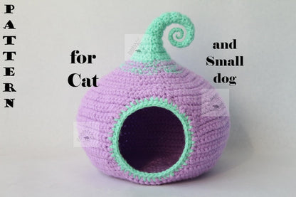 Cat bed crochet pattern/ Small dog cave bed/ Calabash-house DIY (Digital PDF)