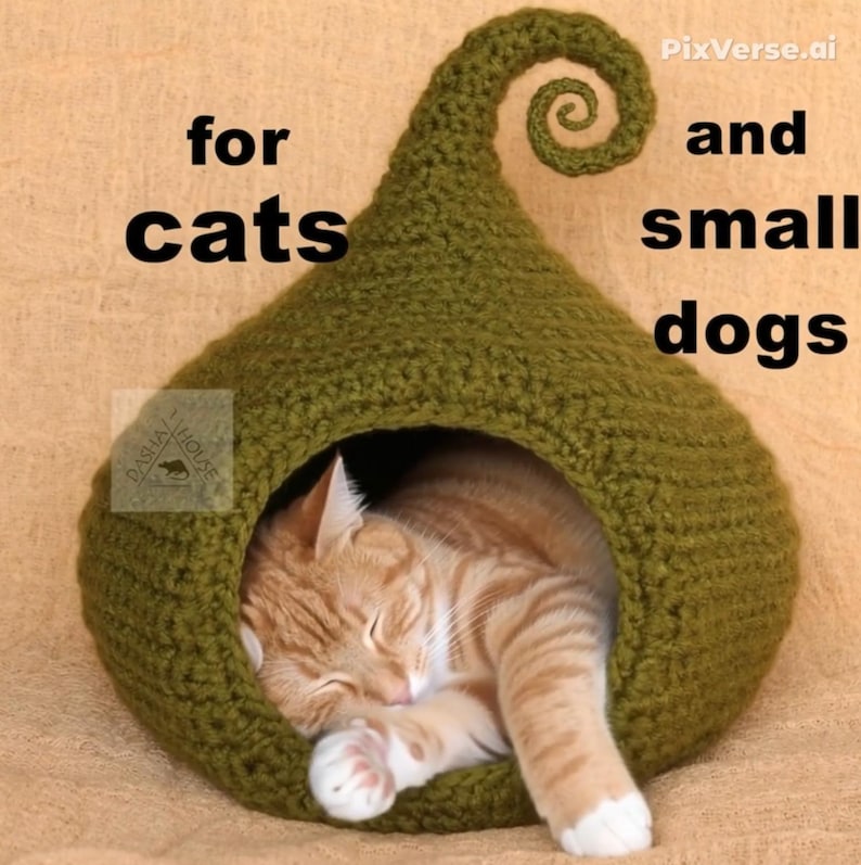 Cat bed crochet pattern/ Small dog cave bed/ Calabash-house DIY (Digital PDF)