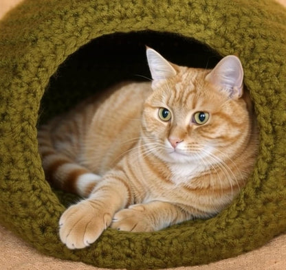 Cat bed crochet pattern/ Small dog cave bed/ Calabash-house DIY (Digital PDF)